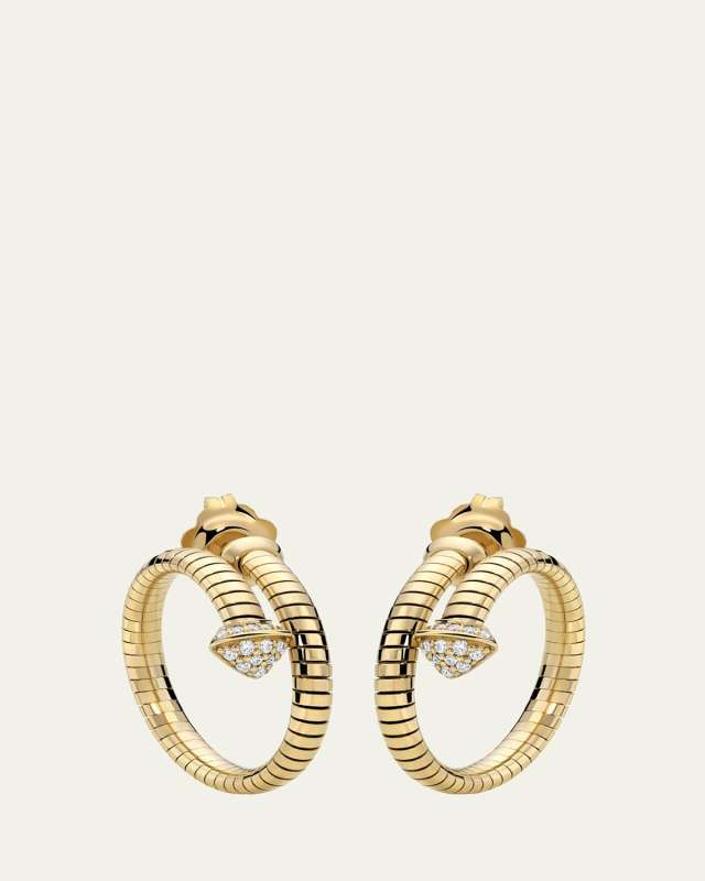 18K Yellow Gold Spiral Snake Hoop Earrings